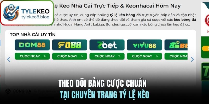 Theo dõi bảng cược chuẩn tại chuyên trang Tỷ lệ Kèo